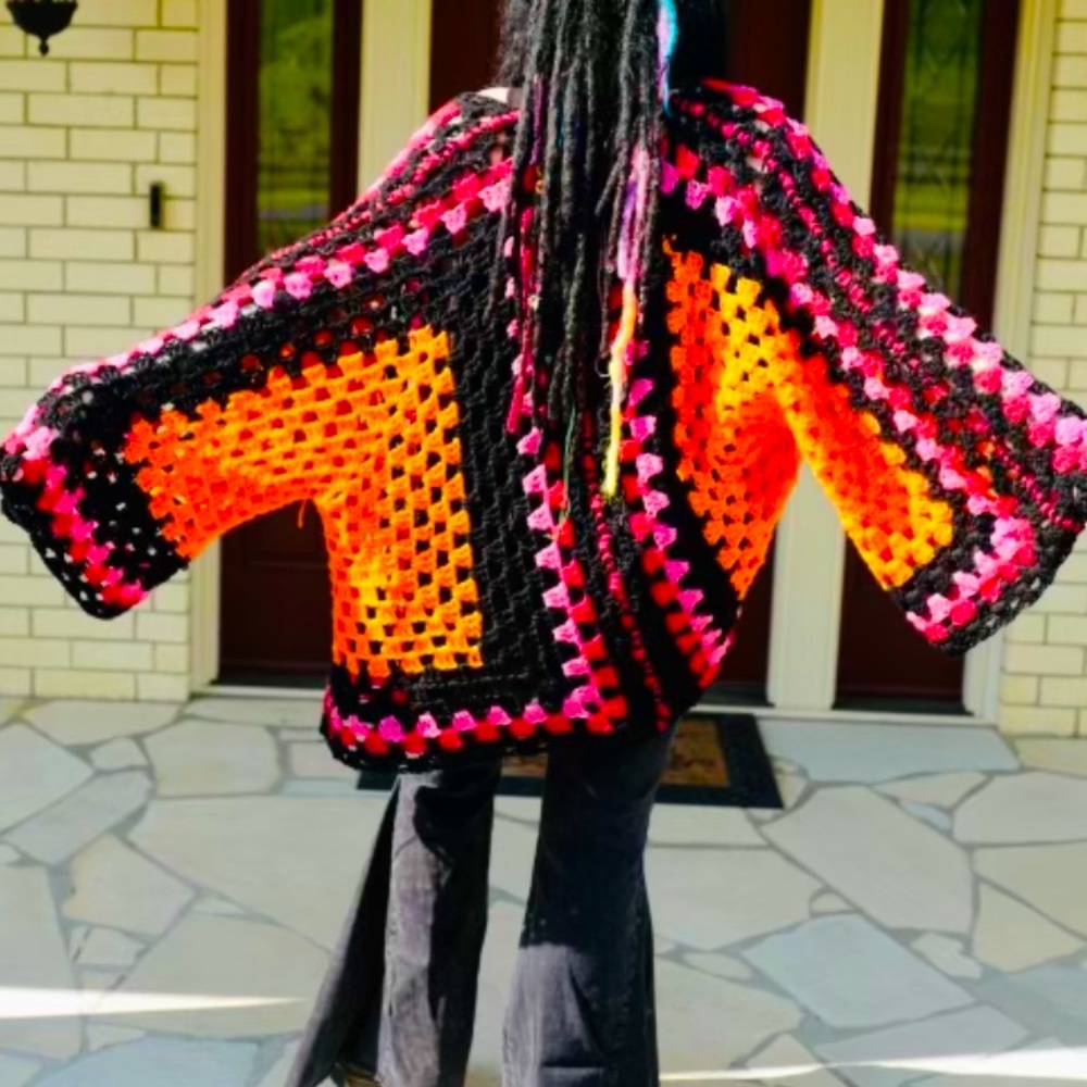 COPY - COPY - Handmade crochet jacket XL